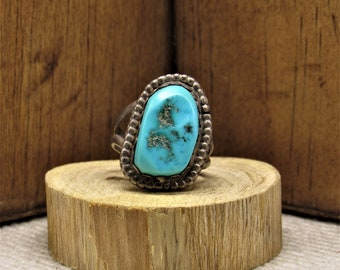Turquoise and Sterling Silver Ring Navajo Style Size 4 3/4 +