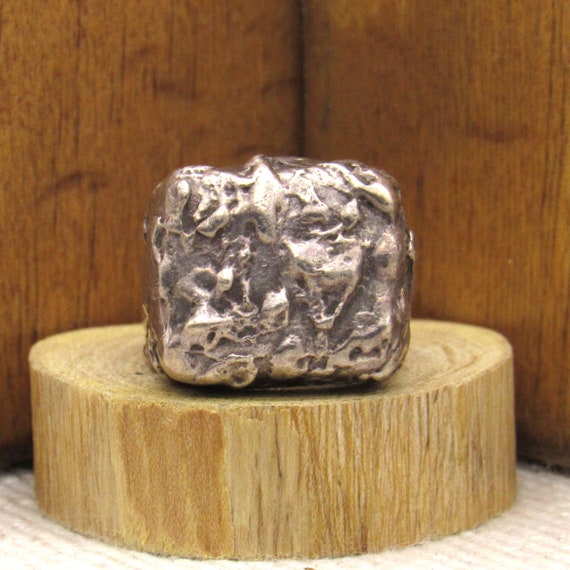 Sterling Silver Large Nugget Cast Ring Size 8 + - image 1