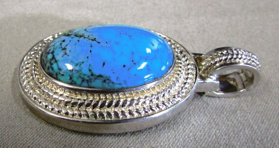 Sterling Silver and Turquoise Enhancer Pendant + - image 3