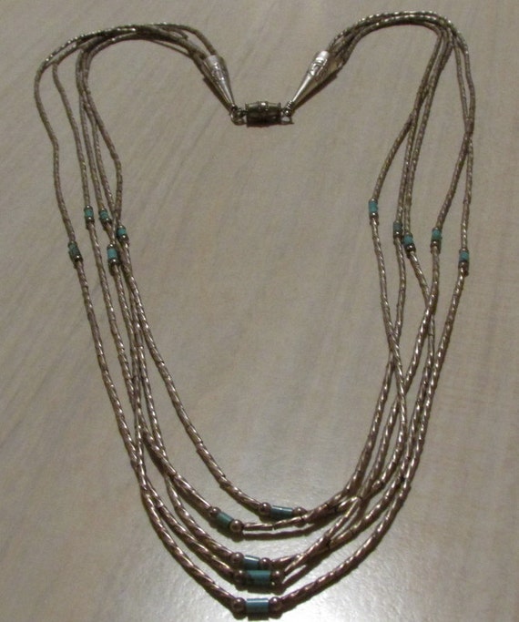 Twisted Sterling Liquid Silver with Turquoise Hesh