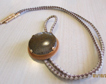 Brown Stone Gold Tone Bolo Tie +