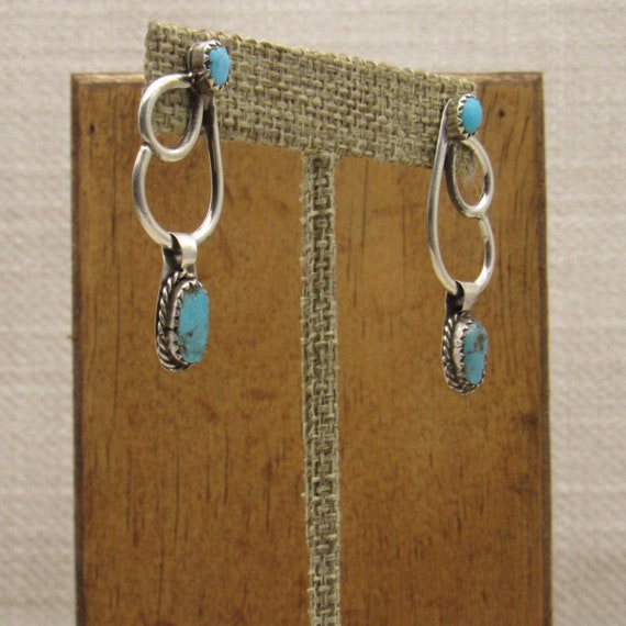 Dangling Sterling Silver Turquoise Post Earrings + - image 2