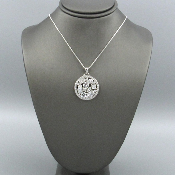 Blingy Round Sterling Silver Cubic Zirconia Pendant Necklace