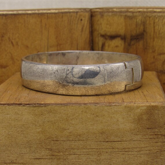 Heavy Sterling Silver Hinged Bangle Bracelet + - image 3