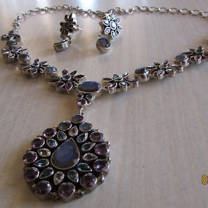 Sterling Silver Grape Cluster Pin/pendant and Post Earrings Set +