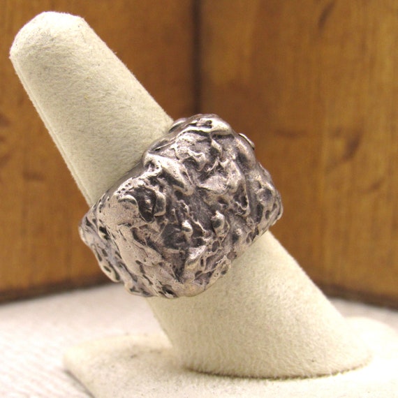 Sterling Silver Large Nugget Cast Ring Size 8 + - image 5