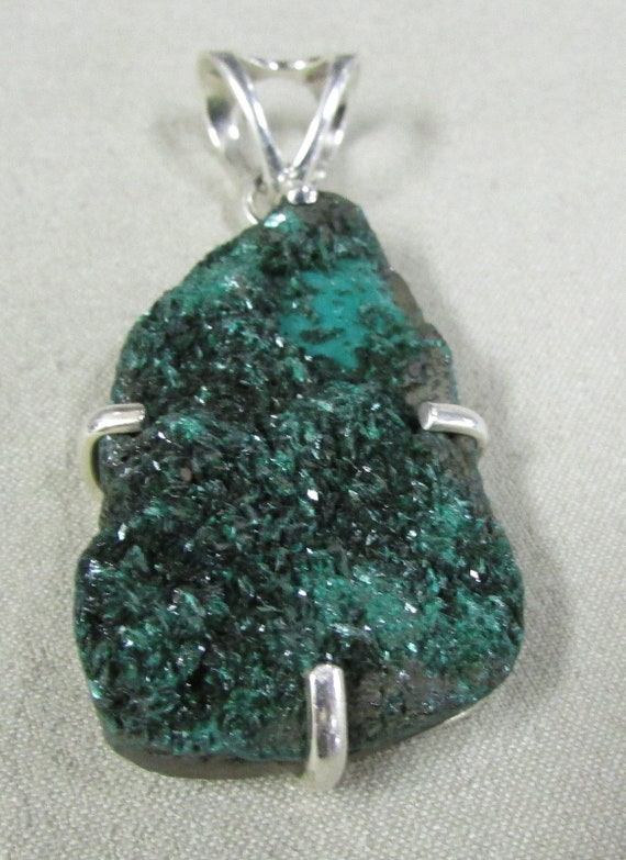 Sterling Silver and Green Druzy Pendant +