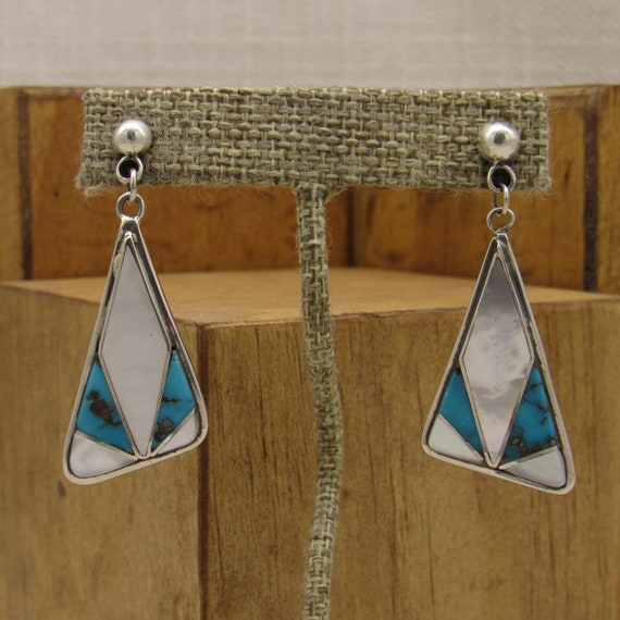 Sterling Silver, Mother of Pearl and Turquoise So… - image 1