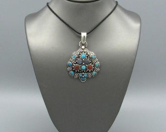 Embellished Sterling Silver Multi-Stone Pendant