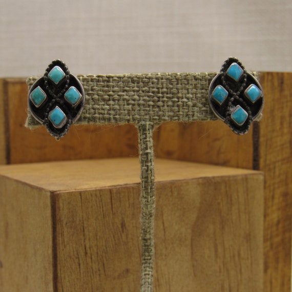 Southwest Sterling Silver and Turquoise Screw-On … - image 1