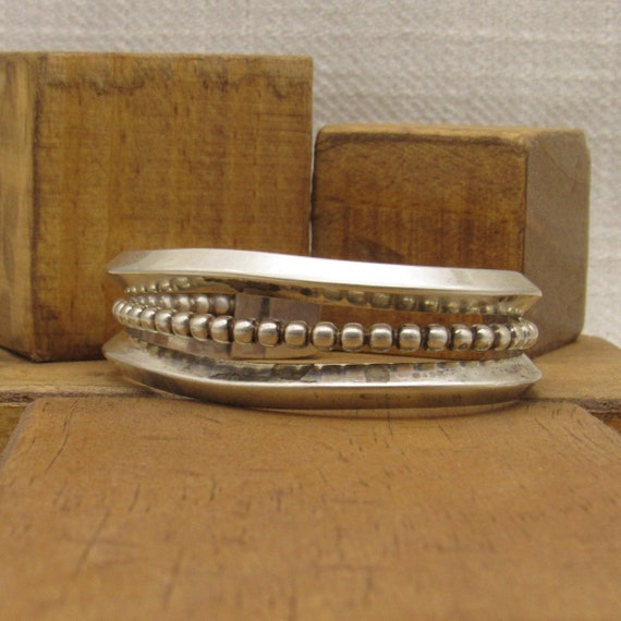 Heavy three Row Sterling Silver Cuff Bracelet + - image 3