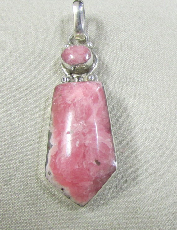 Sterling Silver and Rhodochrosite Pendant + - image 1