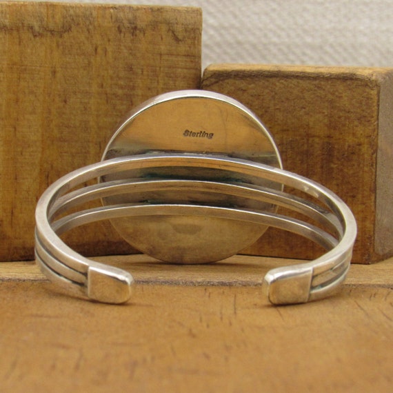 Sterling Silver Green Stone Cuff Bracelet + - image 4