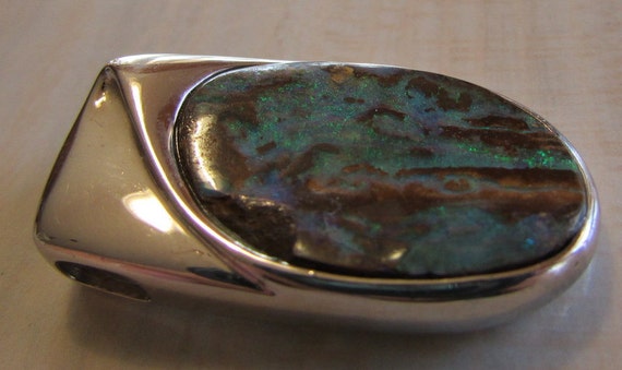 Beautiful Sterling Silver and Opal Pendant + - image 1