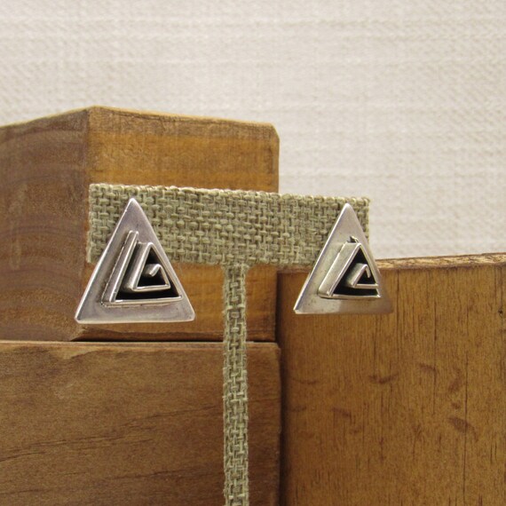 Sterling Silver Triangular Post Earrings from Mex… - image 2