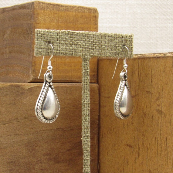 Teardrop Sterling Silver Dangle Wire Earrings + - image 2