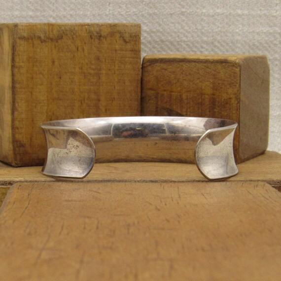 Sterling Silver Concave Cuff Bracelet + - image 4