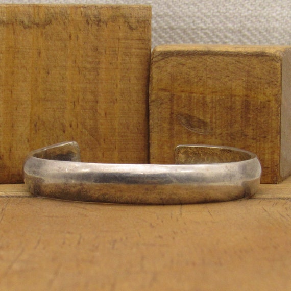 Sterling Silver Domed Cuff Bracelet  Stamped DKL +