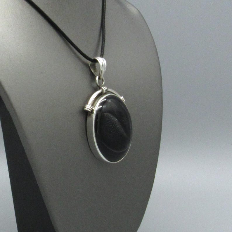 Elegant Sterling Silver Black Onyx Pendant Necklace image 4
