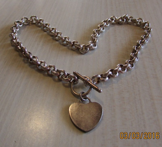 Sterling Silver Heart Toggle Necklace + - image 2