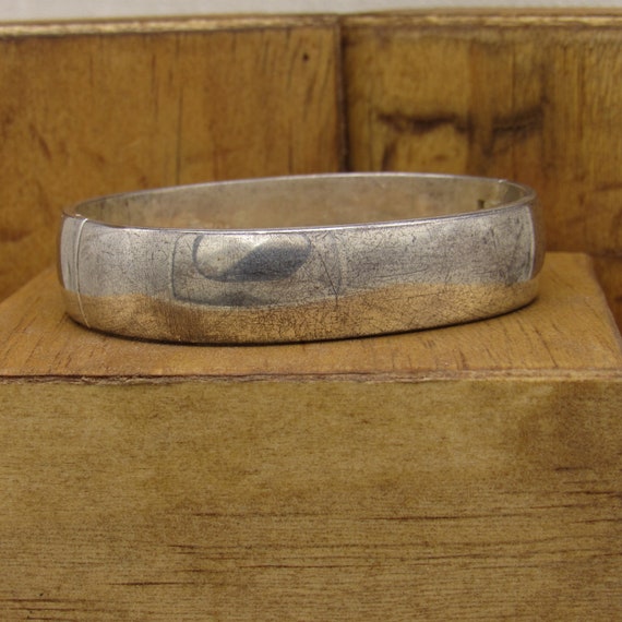 Heavy Sterling Silver Hinged Bangle Bracelet + - image 2