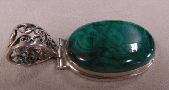 Sterling Silver and Malachite Pendant + - image 1