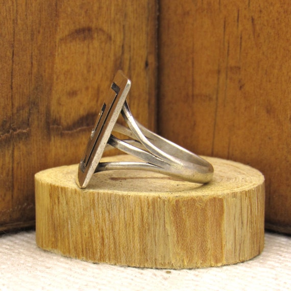 Southwest Sterling Silver Geometric Ring Size 10 + - image 3