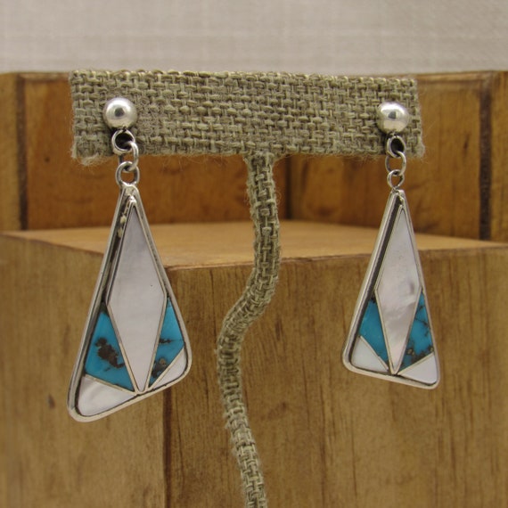 Sterling Silver, Mother of Pearl and Turquoise So… - image 2