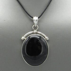Elegant Sterling Silver Black Onyx Pendant Necklace image 2