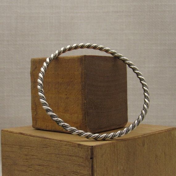 Sterling Silver Twisted Wire Bangle Bracelet +