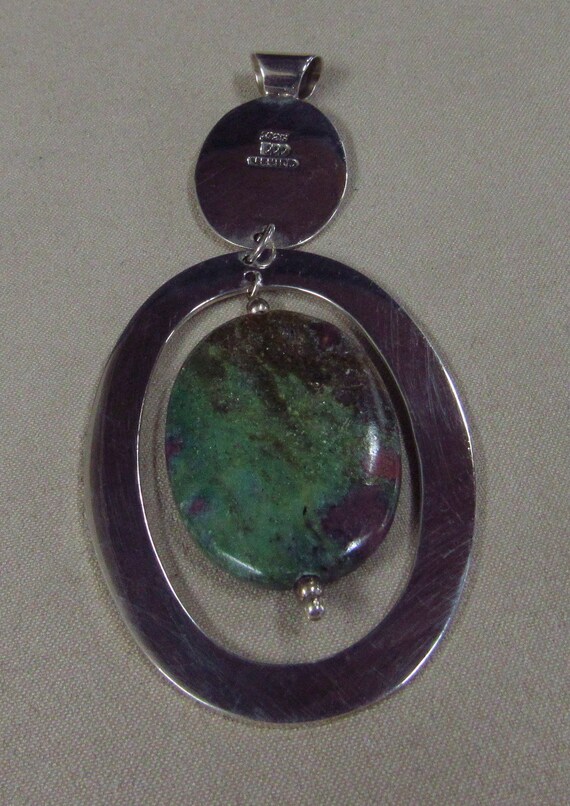 Large  Sterling Silver and Ruby Zoisite Pendant f… - image 3