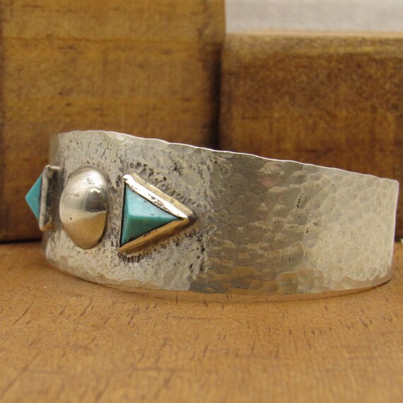 Sterling Silver Cuff Bracelet with Turquoise + - image 3