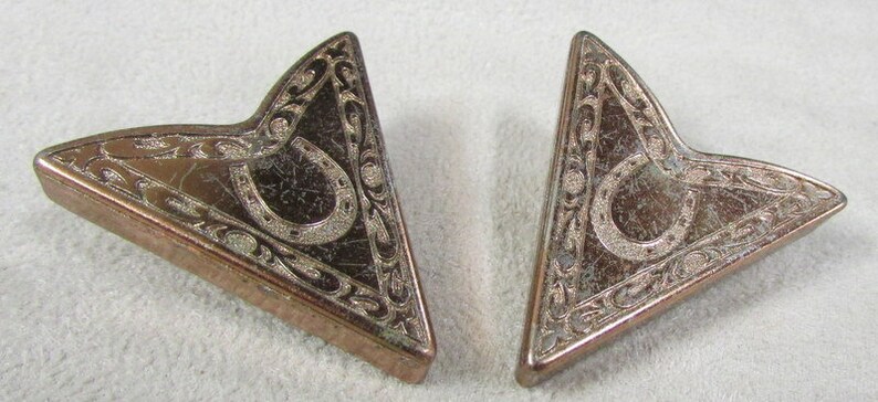 Copper Plated Horse Shoe Design Collar Tips