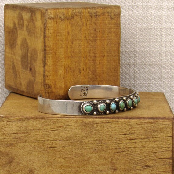 Sterling Silver and Turquoise Row Bracelet from M… - image 2