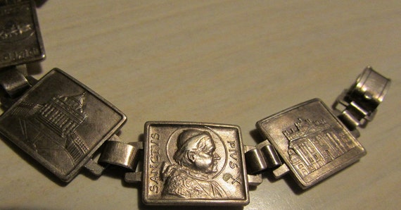 Sterling Silver Religious Link Bracelet Sancivs P… - image 2