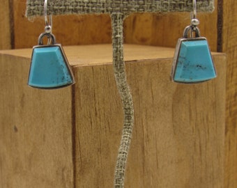 Sterling Silver and Turquoise Wire Dangle Earrings +