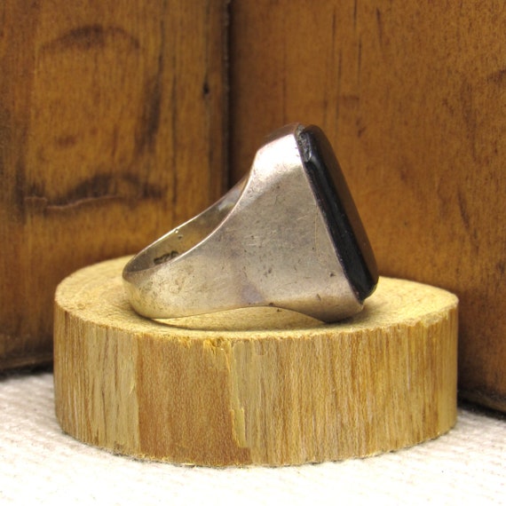 Black Rectangular Sterling Silver Ring Size 7 1/2… - image 2