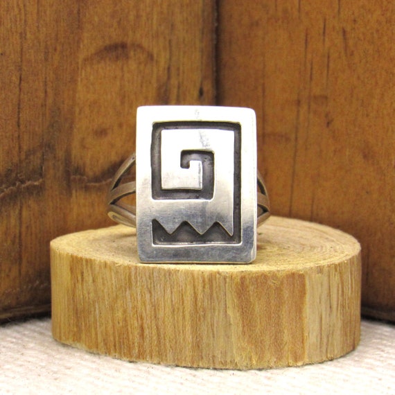 Southwest Sterling Silver Geometric Ring Size 10 + - image 1