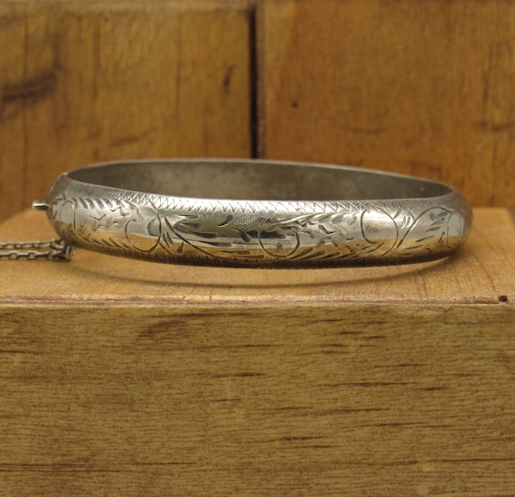 Sterling Silver Hinged Bangle Bracelet +
