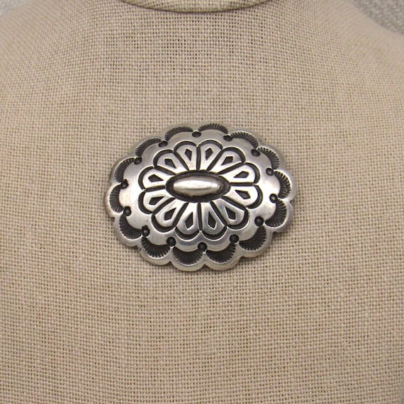 Southwest Sterling Silver Concho Pin +