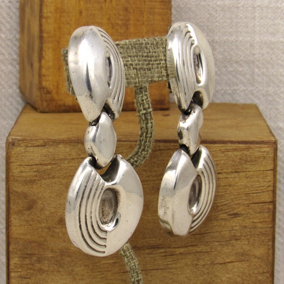 Large Sterling Silver Dangle Clip On Earrings fro… - image 2
