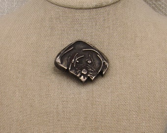 Abstract Seal or Pup Face Sterling Silver Pin or Brooch +