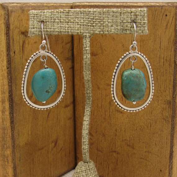 Barse Sterling Silver and Turquoise Dangle Earrings +