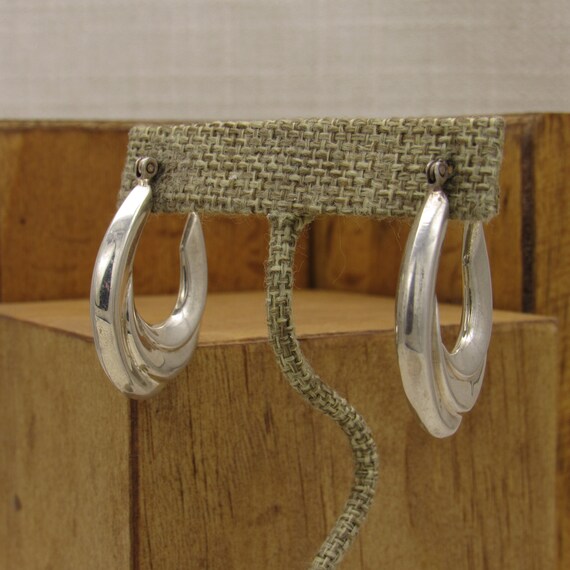 Beautiful Sterling Silver Hoop Earrings + View 2
