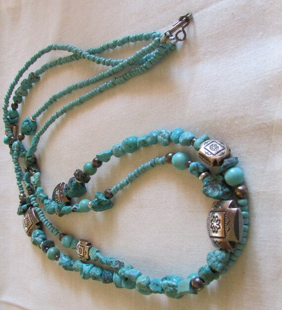 Turquoise, Silver Plate and Glass Bead Southwest … - image 2