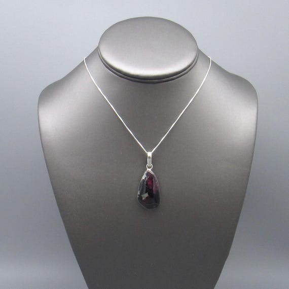 Sterling Silver Ruby Zoisite Pendant Necklace - image 1