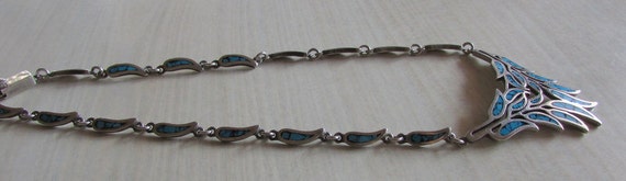 Mexican Sterling Silver Necklace with Turquoise a… - image 4