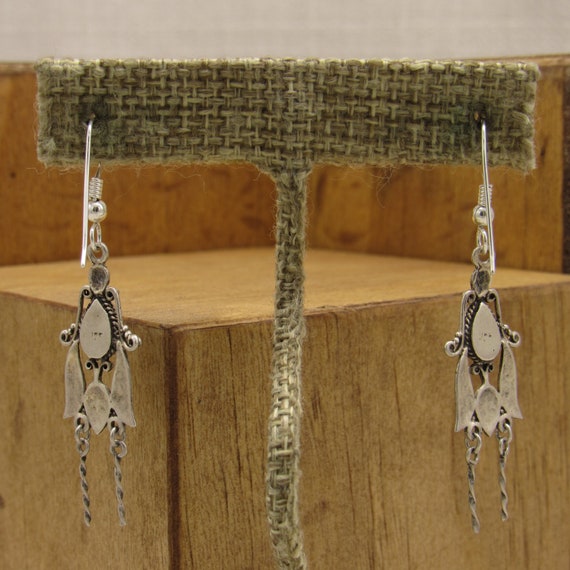 Sterling Silver and Lapis Dangle Wire Earrings + - image 4