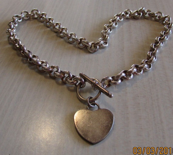 Sterling Silver Heart Toggle Necklace + - image 3