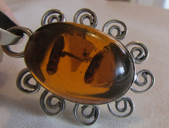 Sterling Silver and Amber Pendant + - image 3